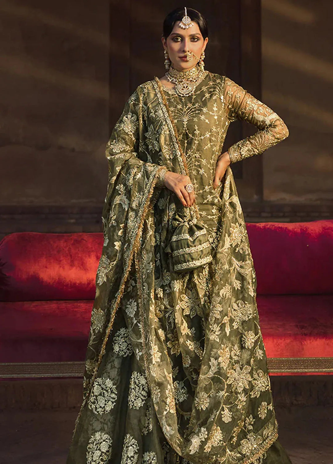 Jahan By Erum Khan Embroidered Organza Suit Unstitched 4 Piece EK24JV3 Malika Jan - Formals Collection