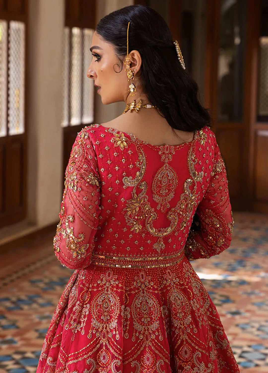 Jahan By Erum Khan Embroidered Organza Suit Unstitched 4 Piece Suit EK24JV1 Gulabo - Formals Collection