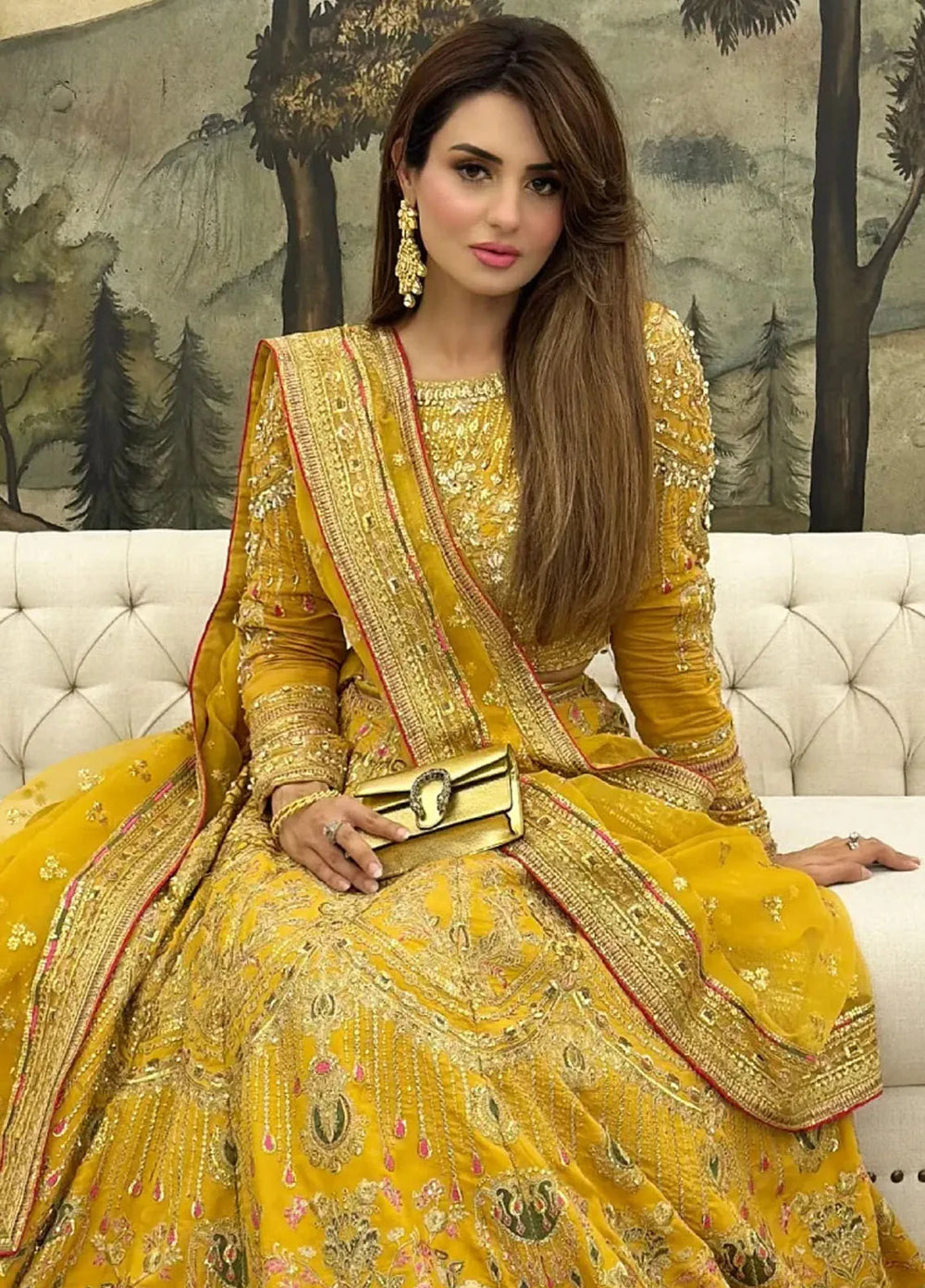 Jahan By Erum Khan Embroidered Raw Silk Suit Unstitched 3 Piece EK24JV2 Basanti - Formals Collection