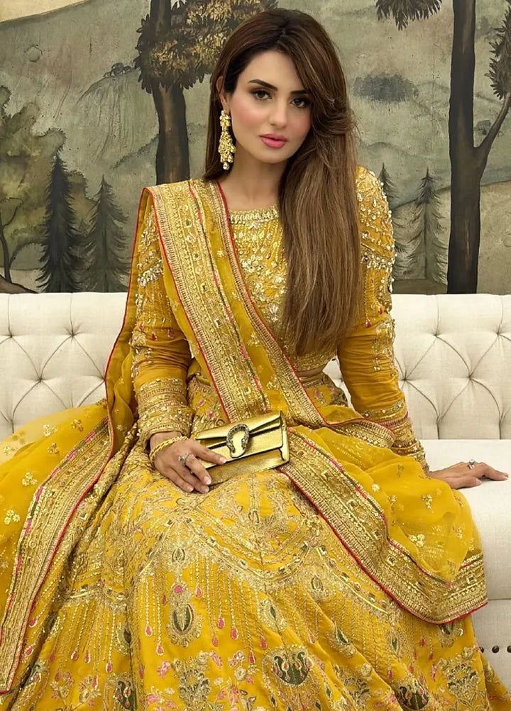 Jahan By Erum Khan Embroidered Raw Silk Suit Unstitched 3 Piece EK24JV2 Basanti - Formals Collection