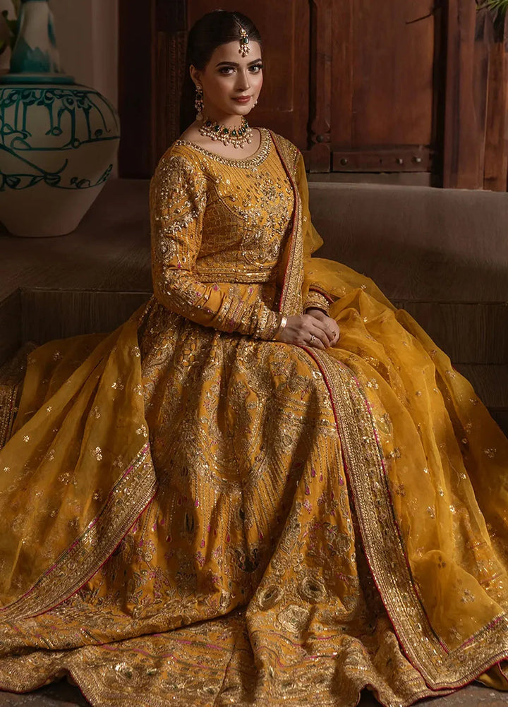 Jahan By Erum Khan Embroidered Raw Silk Suit Unstitched 3 Piece EK24JV2 Basanti - Formals Collection