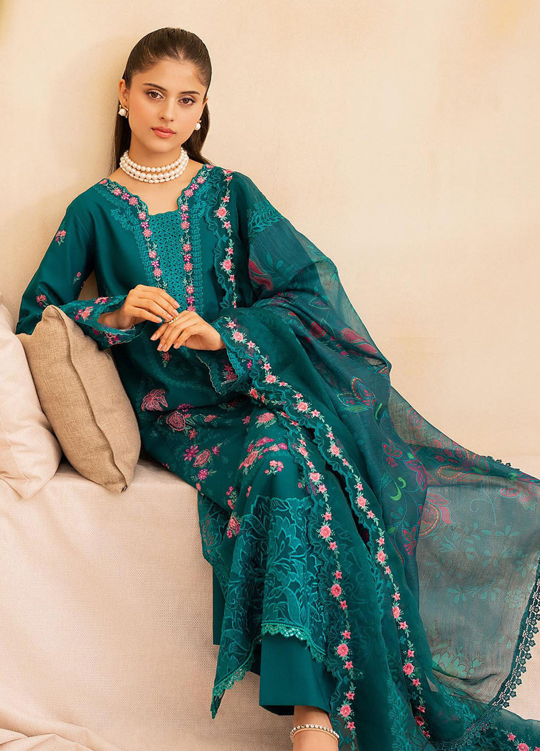Jahan by Rajbari Embroidered Lawn Suits Unstitched 3 Piece RB25JPF D-3 A Zara - Summer Collection