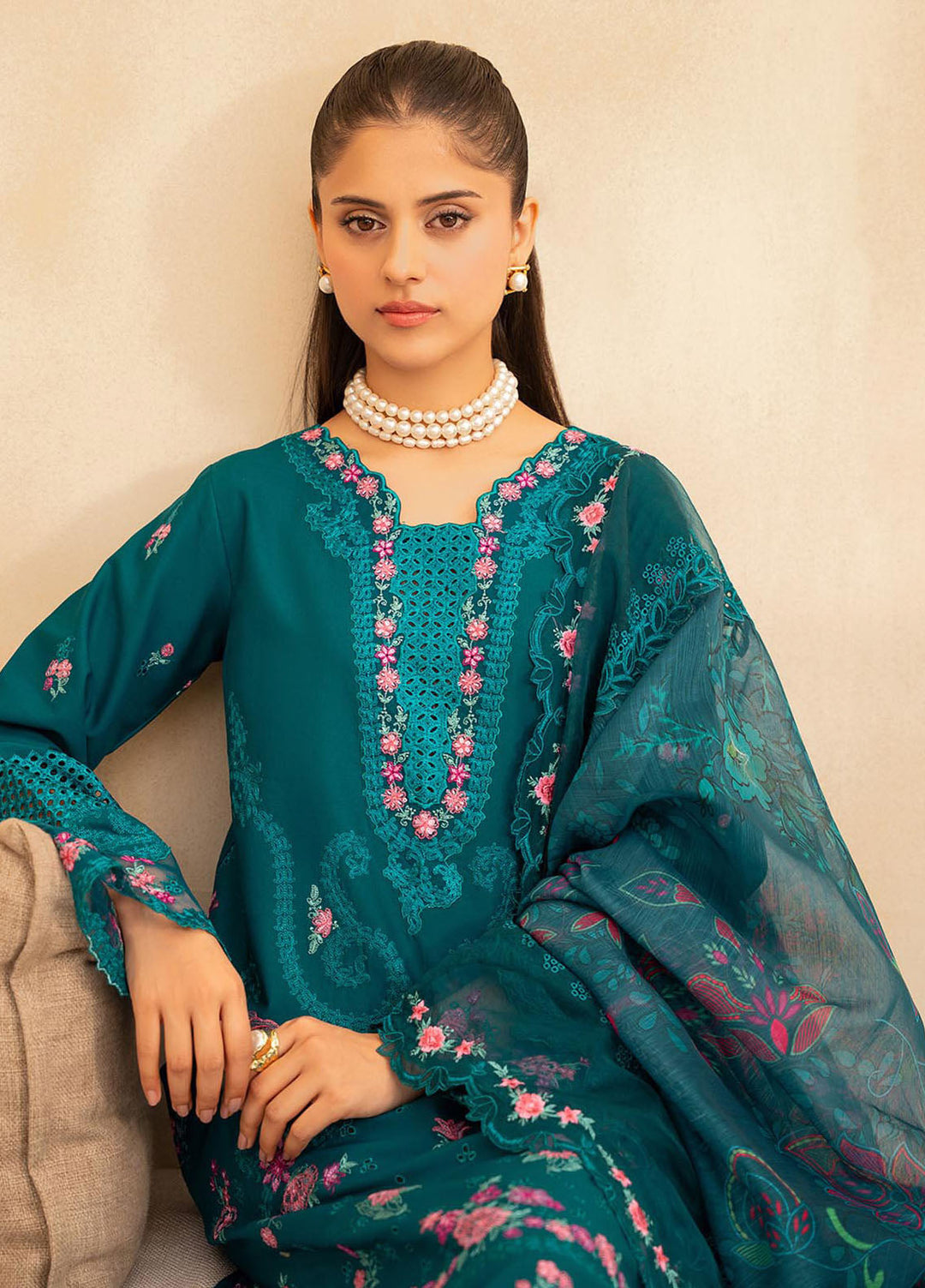 Jahan by Rajbari Embroidered Lawn Suits Unstitched 3 Piece RB25JPF D-3 A Zara - Summer Collection