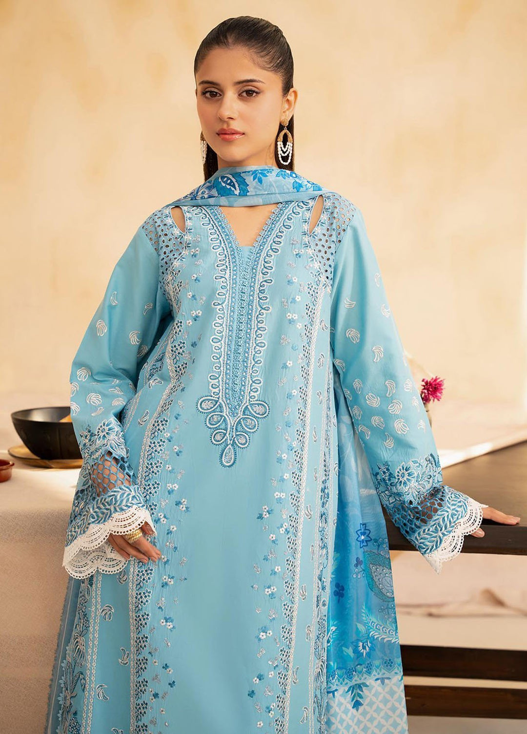 Jahan by Rajbari Embroidered Lawn Suits Unstitched 3 Piece RB25JPF D-5 B Sira - Summer Collection