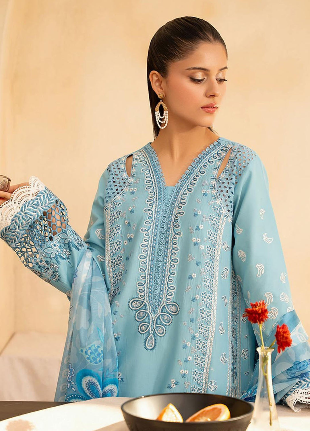 Jahan by Rajbari Embroidered Lawn Suits Unstitched 3 Piece RB25JPF D-5 B Sira - Summer Collection