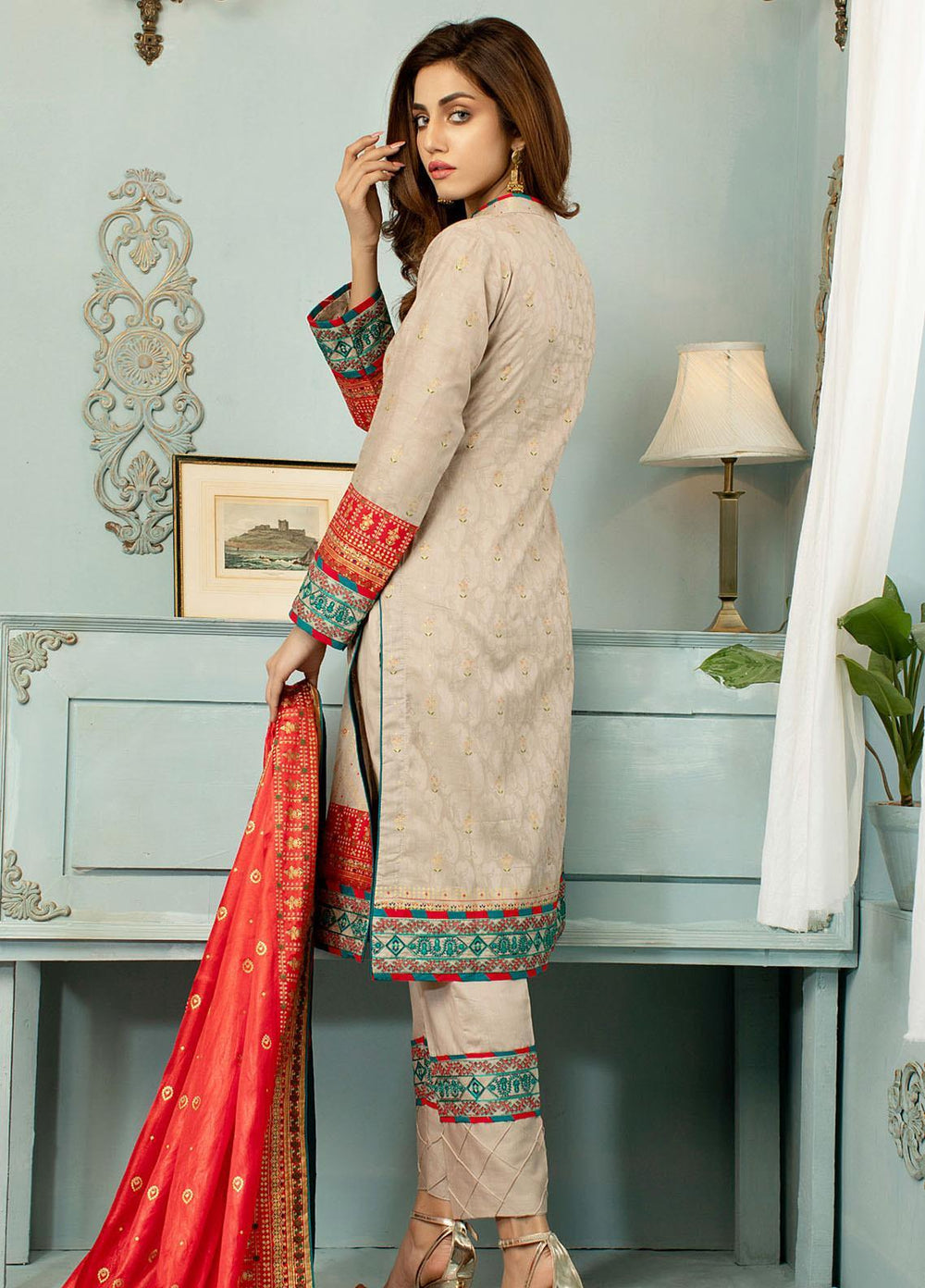 Jahan Casuals by AB Textiles Embroidered Lawn Suits Unstitched 3 Piece AB21JCL JC2-01 Rouge - Summer Collection