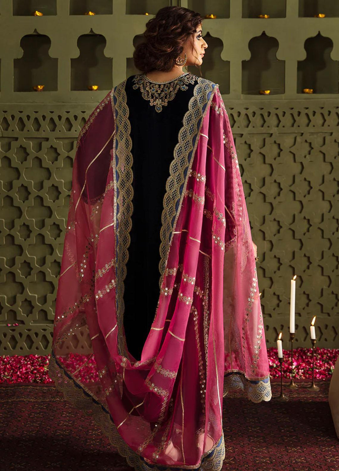 JahanAra By Baroque Embroidered Velvet Suits Unstitched 3 Piece BQ23JA UF-463 - Luxury Collection