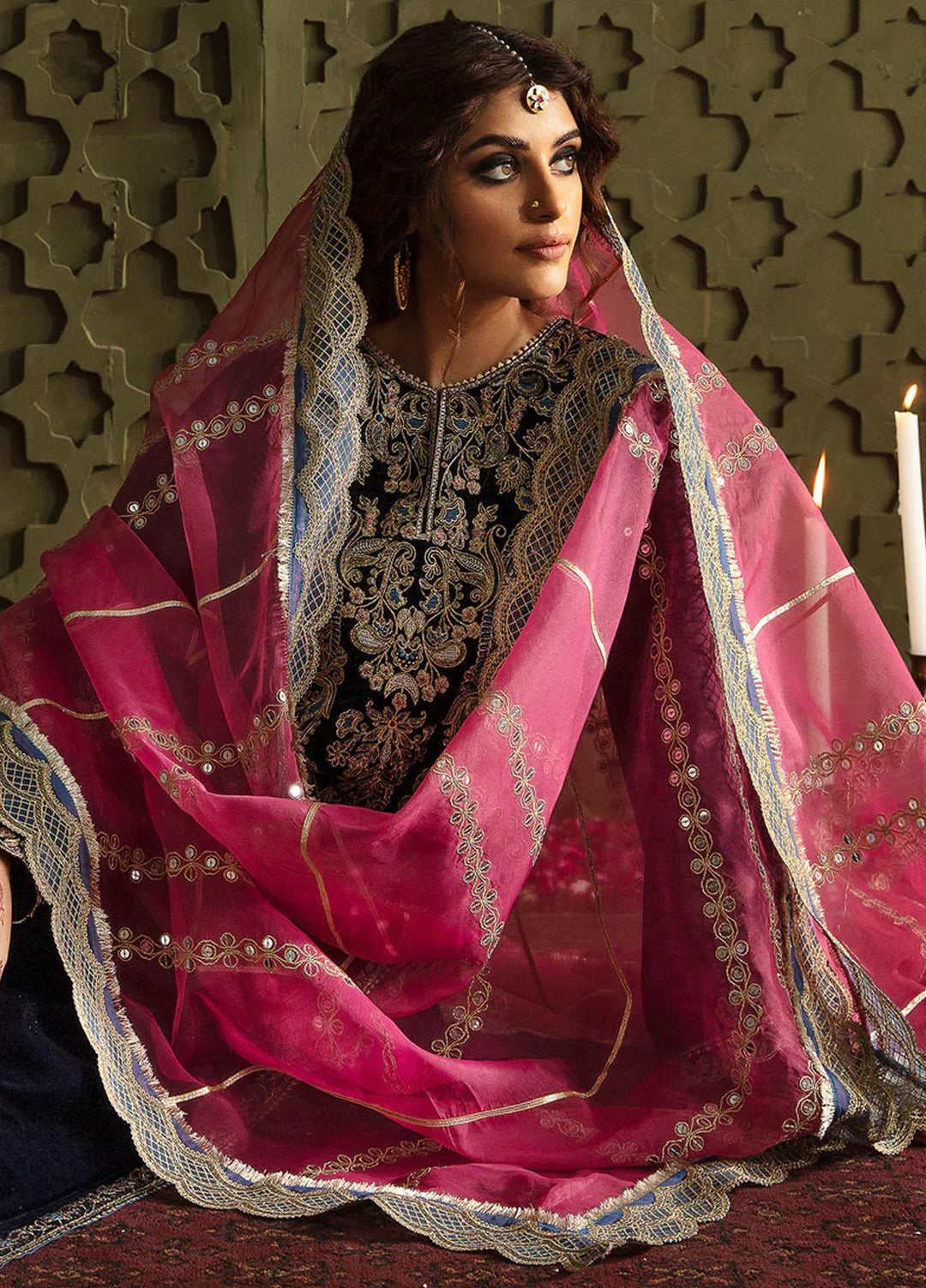 JahanAra By Baroque Embroidered Velvet Suits Unstitched 3 Piece BQ23JA UF-463 - Luxury Collection