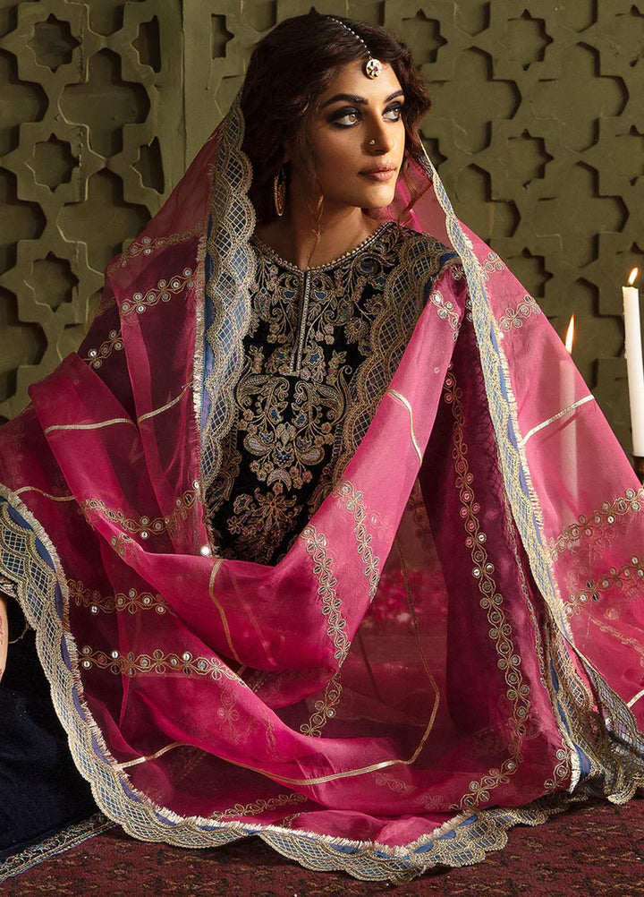 JahanAra By Baroque Embroidered Velvet Suits Unstitched 3 Piece BQ23JA UF-463 - Luxury Collection