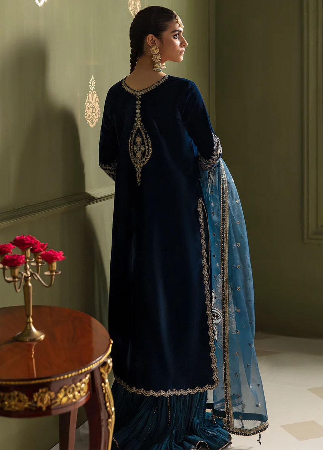 JahanAra By Baroque Embroidered Velvet Suits Unstitched 3 Piece BQ23JA UF-467 - Luxury Collection