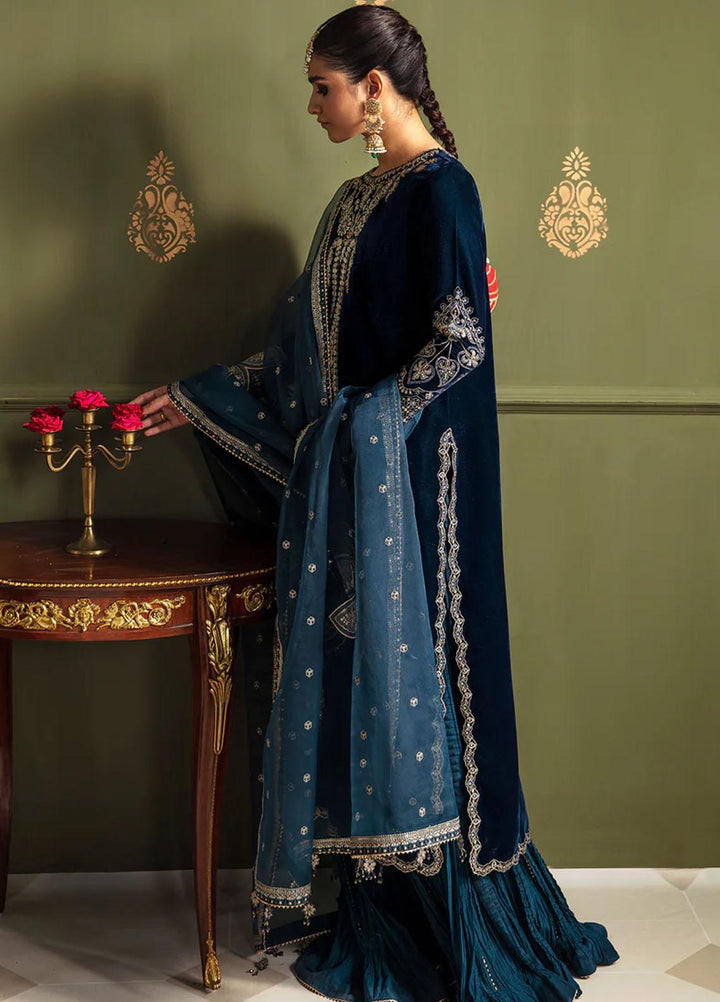 JahanAra By Baroque Embroidered Velvet Suits Unstitched 3 Piece BQ23JA UF-467 - Luxury Collection