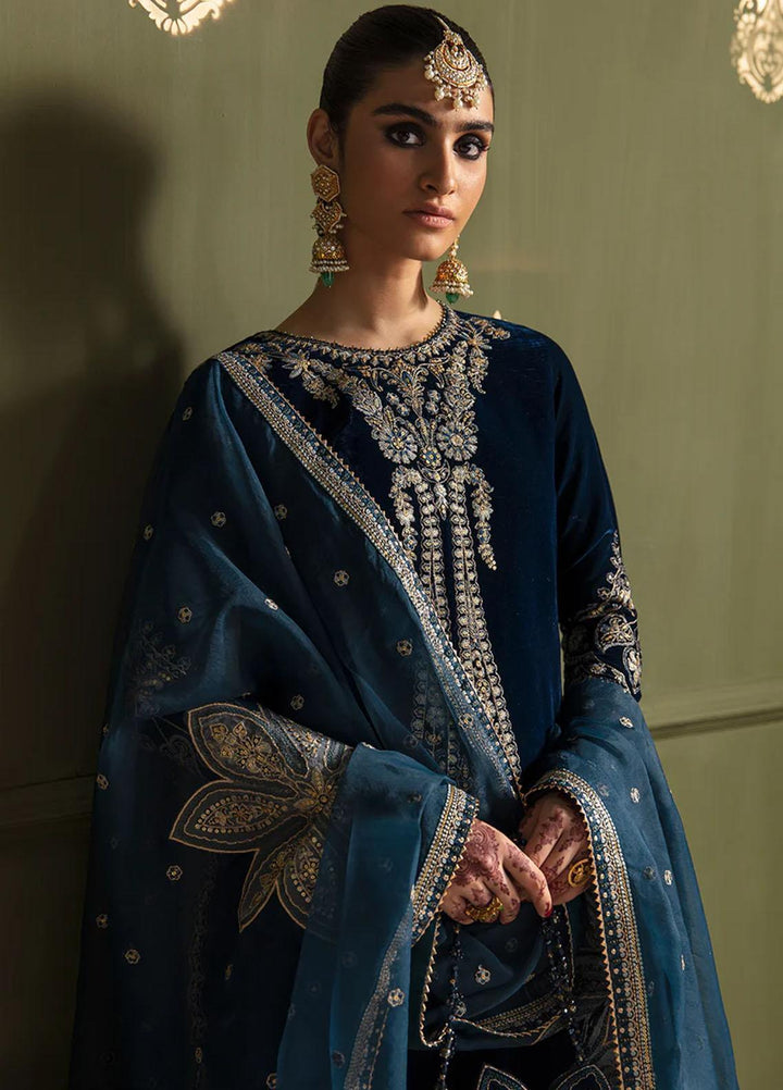 JahanAra By Baroque Embroidered Velvet Suits Unstitched 3 Piece BQ23JA UF-467 - Luxury Collection