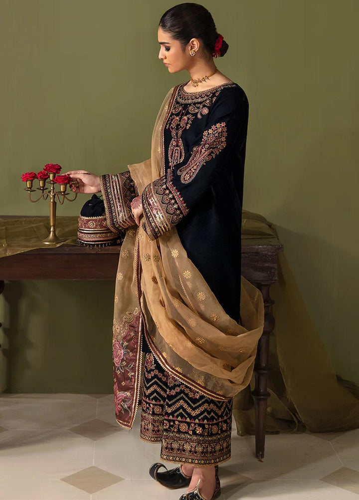 JahanAra By Baroque Embroidered Velvet Suits Unstitched 3 Piece BQ23JA UF-469 - Luxury Collection
