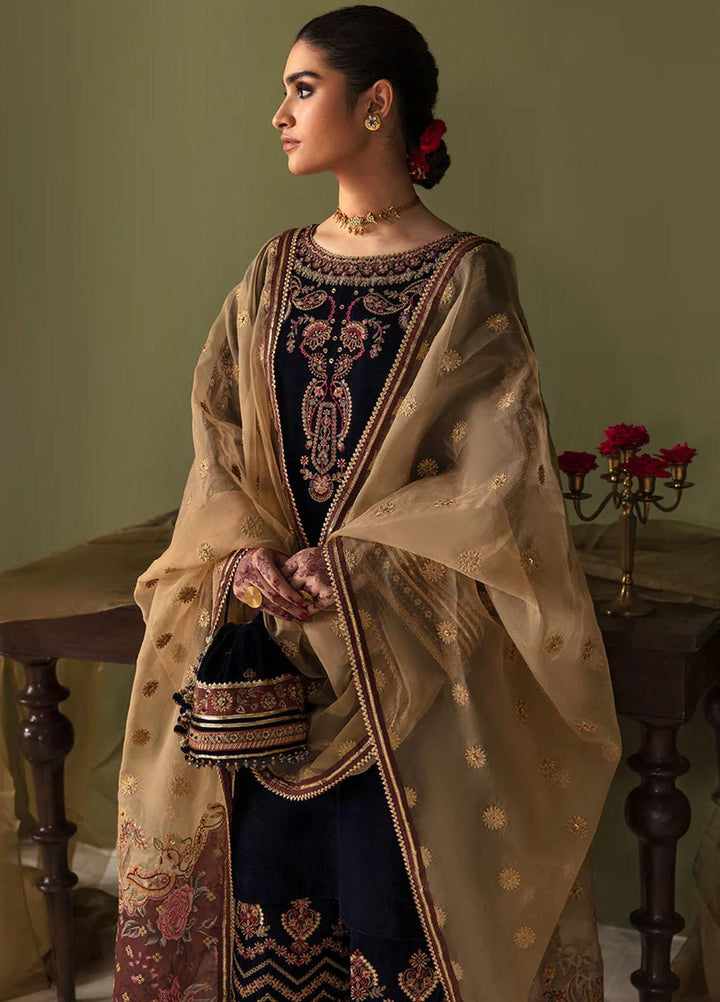 JahanAra By Baroque Embroidered Velvet Suits Unstitched 3 Piece BQ23JA UF-469 - Luxury Collection