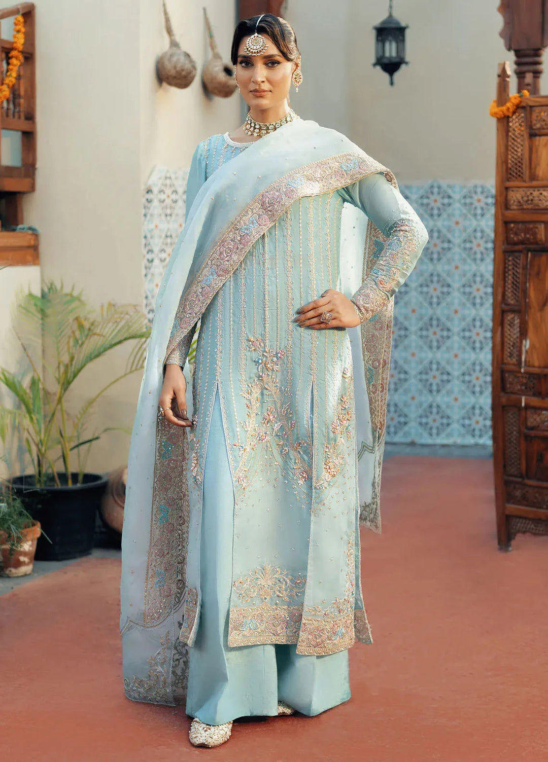 Jamnii Pret Embroidered Chiffon 3 Piece Suit Dastan