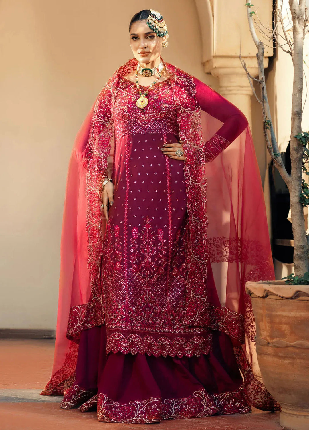 Jamnii Pret Embroidered Chiffon 3 Piece Suit Ishaq-E-Laal