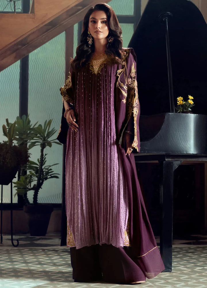 Jamnii Pret Embroidered Chiffon 3 Piece Suit Mystic Mauve