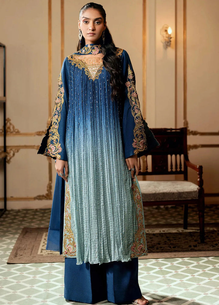 Jamnii Pret Embroidered Chiffon 3 Piece Suit Sapphire Skies
