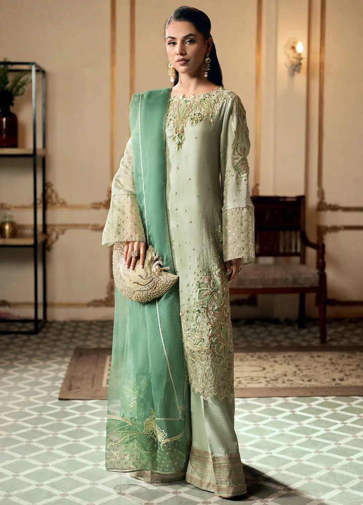 Jamnii Pret Embroidered Chiffon Silk 3 Piece Suit Emerald Glow