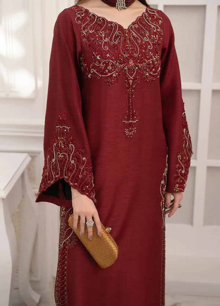 Jamnii Pret Embroidered Korean Silk 3 Piece Suit Emre