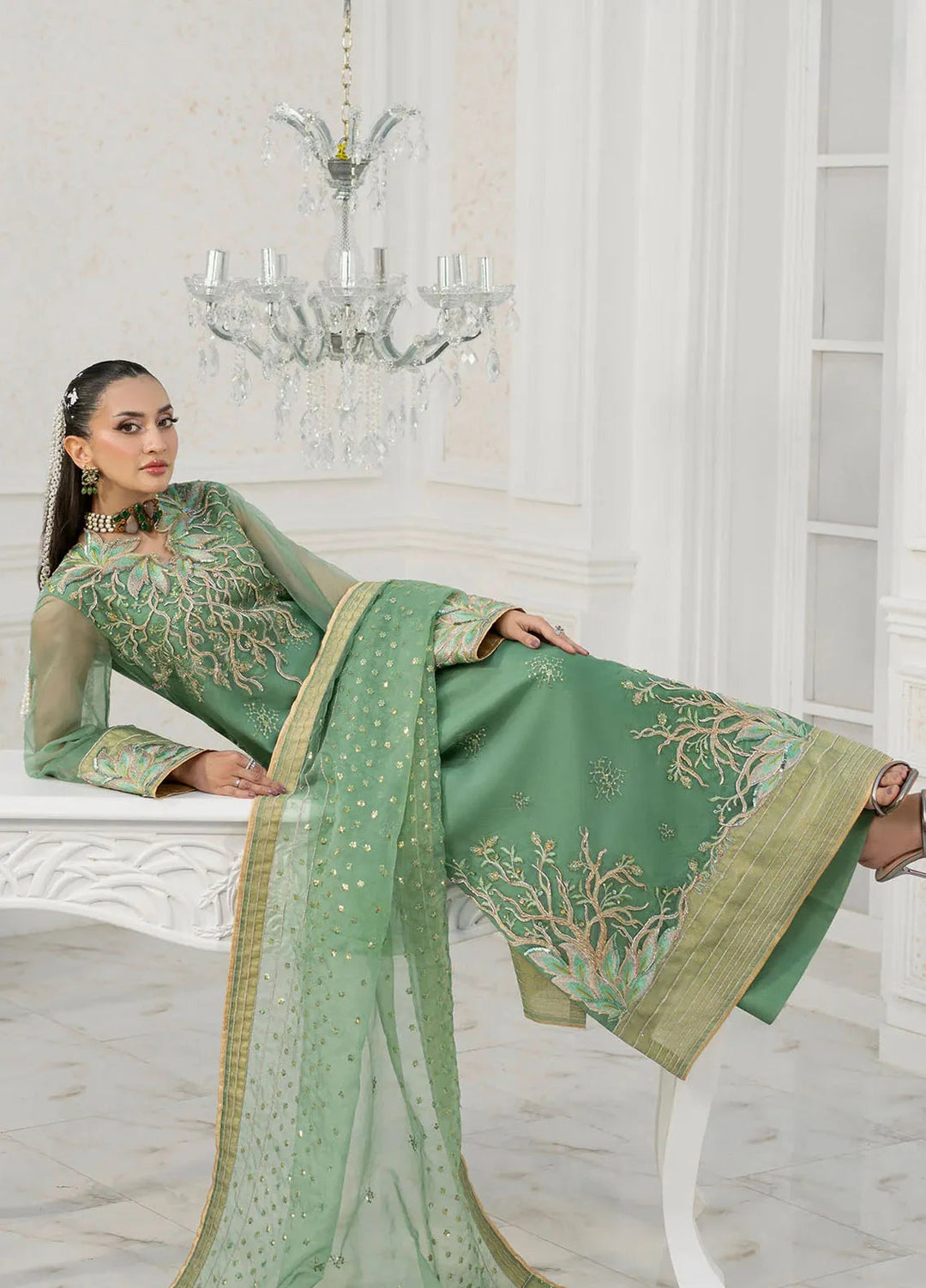 Jamnii Pret Embroidered Organza 3 Piece Suit Astrid