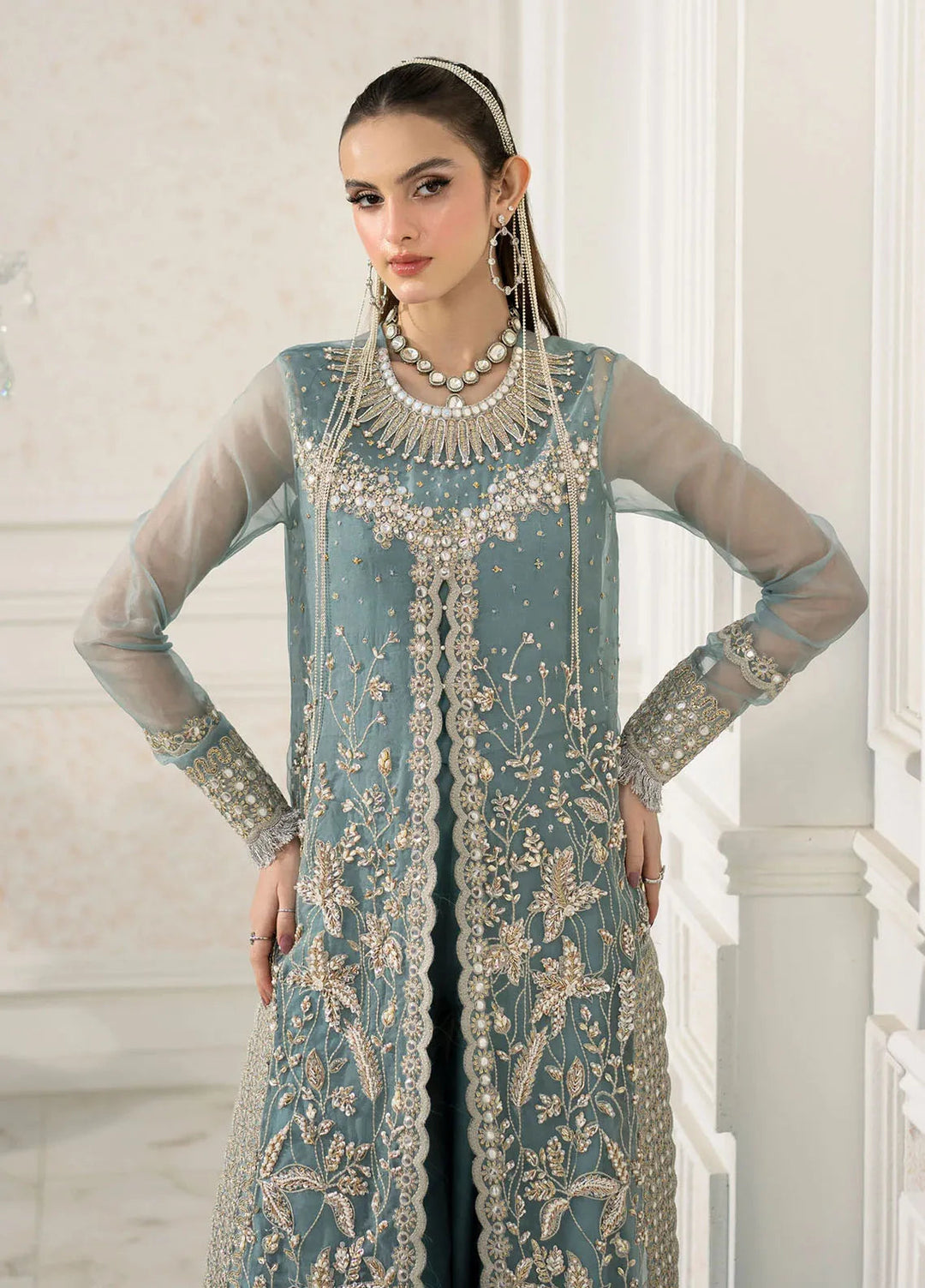 Jamnii Pret Embroidered Organza 3 Piece Suit Rimel