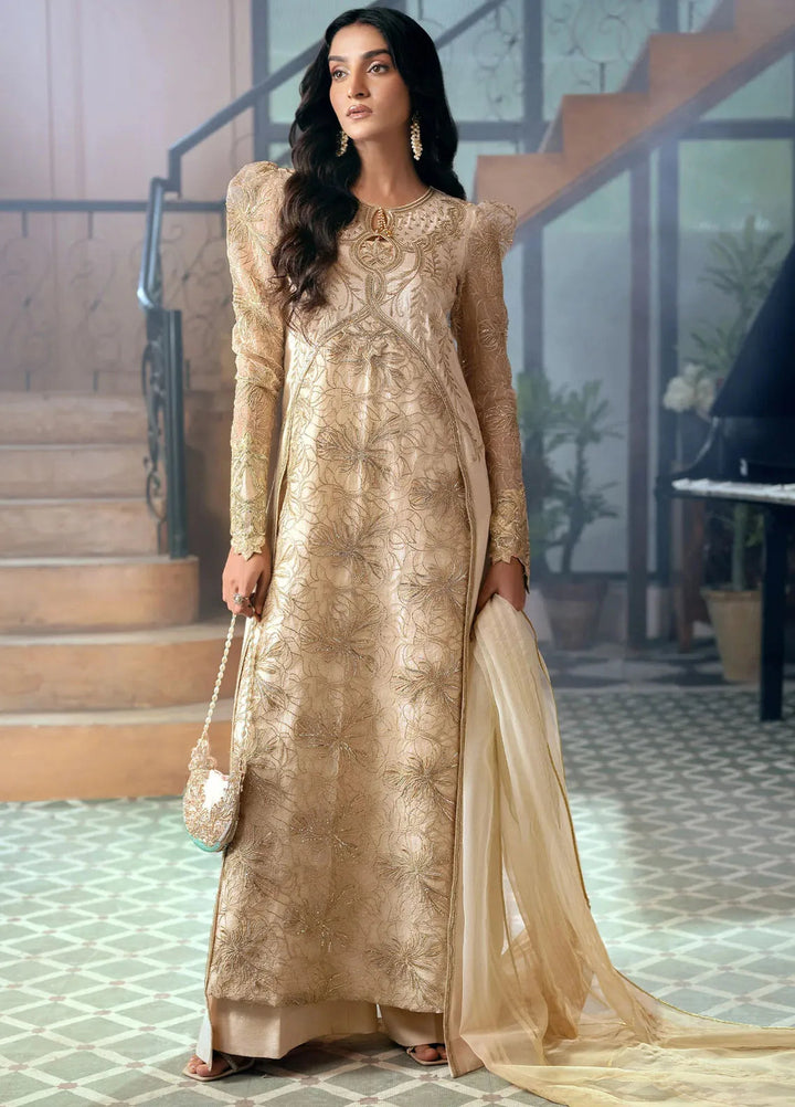 Jamnii Pret Embroidered Raw Silk 3 Piece Suit Ivory Glow