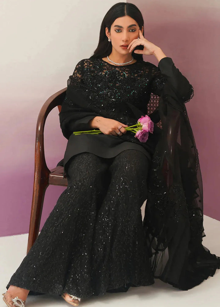 Jamnii Pret Embroidered Raw Silk 3 Piece Suit Mah E Doran