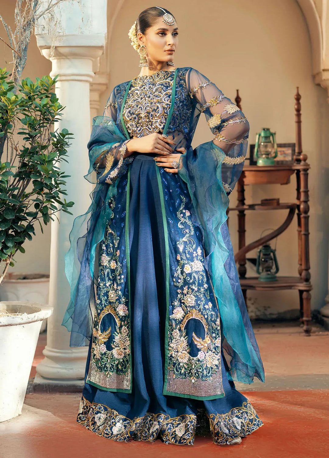 Jamnii Pret Embroidered Raw Silk 3 Piece Suit Shehzadi