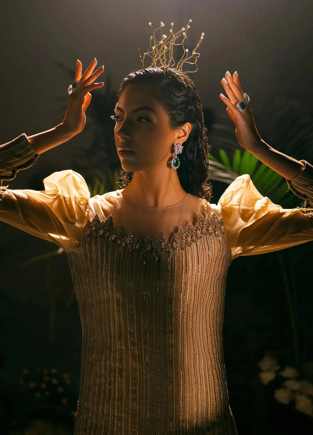 Jamnii Pret Embroidered Silk 2 Piece Suit Gleaming Meadow