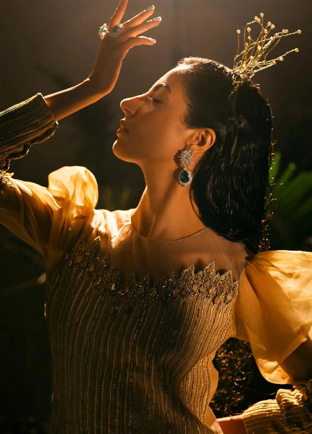 Jamnii Pret Embroidered Silk 2 Piece Suit Gleaming Meadow