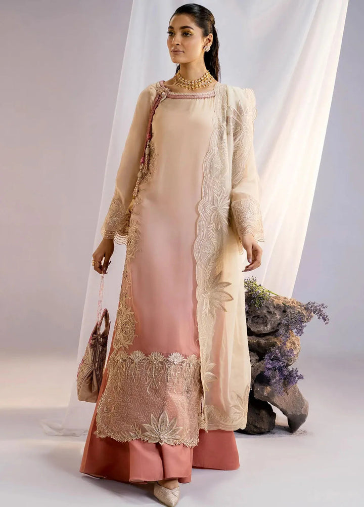 Jamnii Pret Embroidered Silk Chiffon 3 Piece Suit Serene Lotus