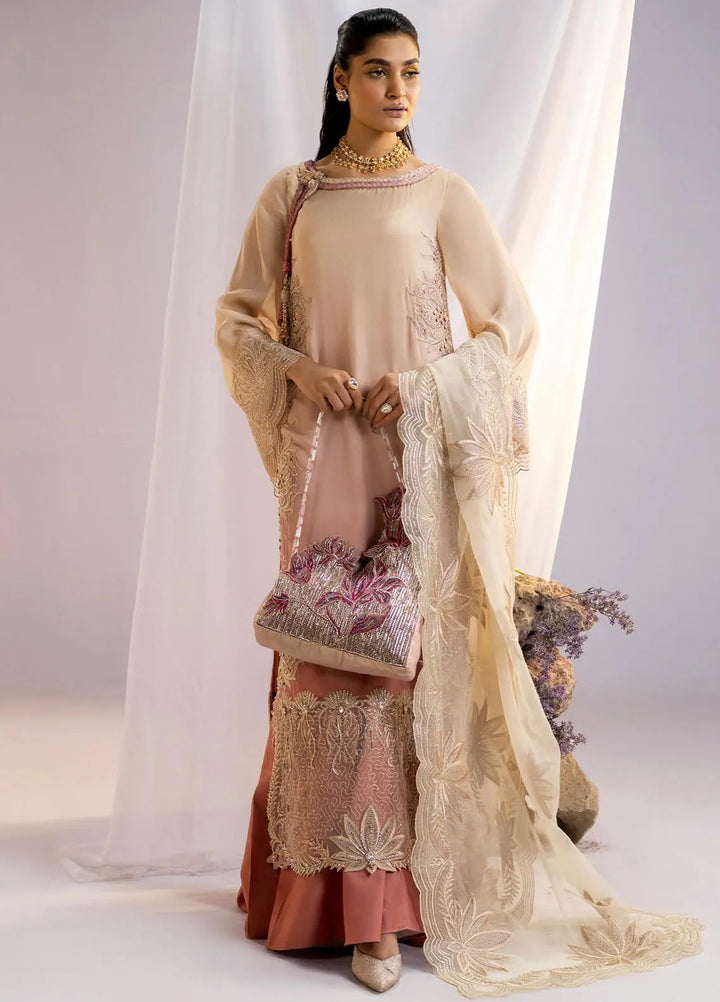 Jamnii Pret Embroidered Silk Chiffon 3 Piece Suit Serene Lotus