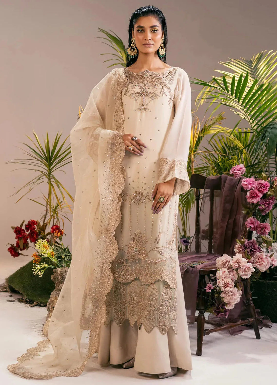 Jamnii Pret Embroidered Silk Chiffon 3 Piece Suit Silk Serenade