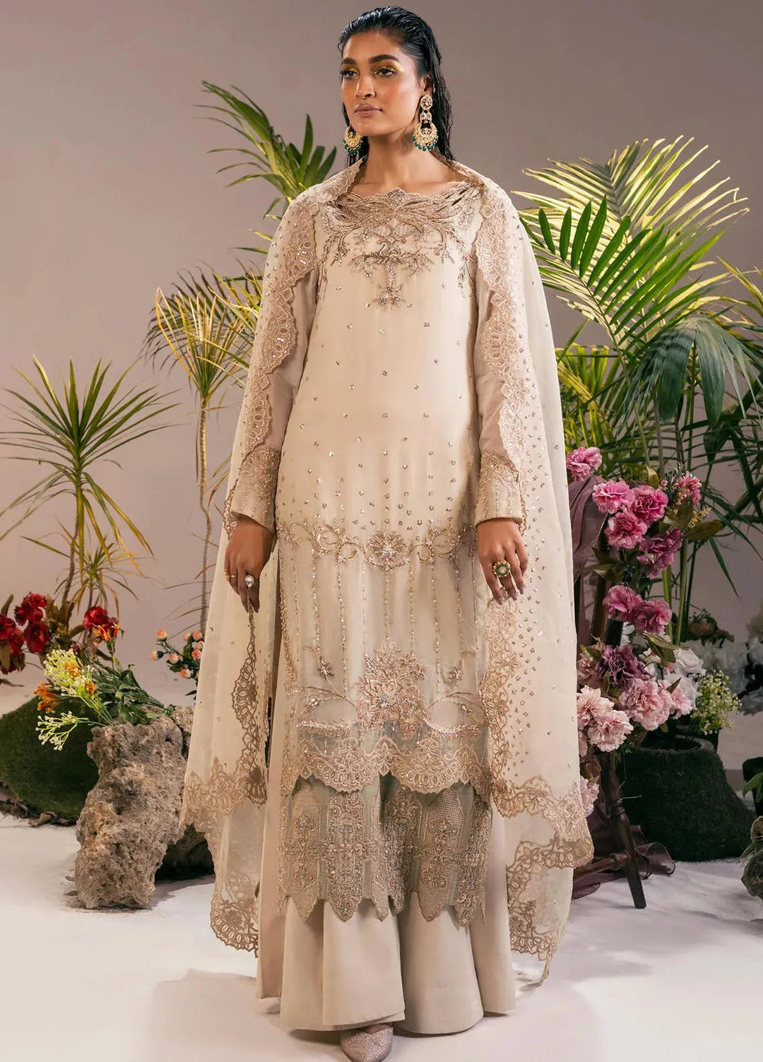 Jamnii Pret Embroidered Silk Chiffon 3 Piece Suit Silk Serenade