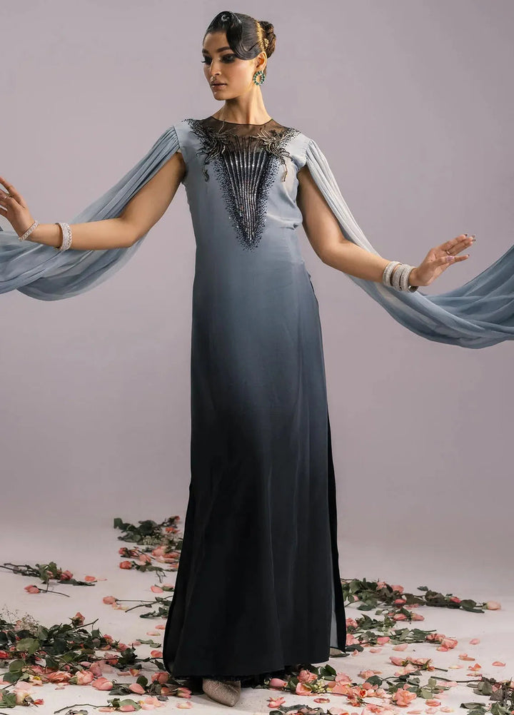 Jamnii Pret Embroidered Silk Ombre 2 Piece Suit Raven