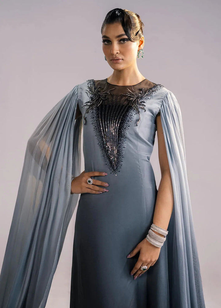 Jamnii Pret Embroidered Silk Ombre 2 Piece Suit Raven