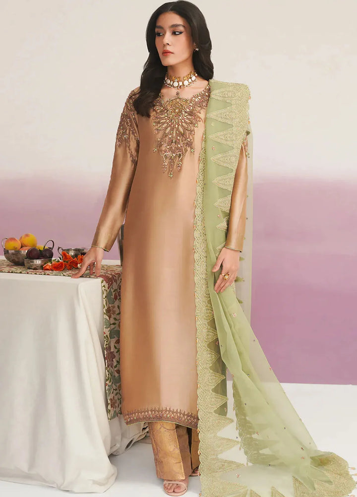 Jamnii Pret Embroidered Tissue Silk 3 Piece Suit Qadeem - Wedding Collection