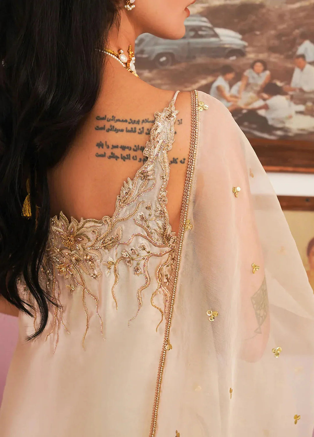 Jamnii Pret Embroidered Tissue Silk 3 Piece Suit Sajveen