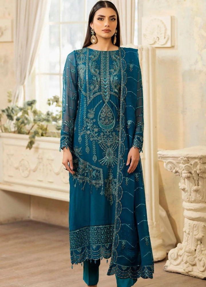 Janan By Mohagni Embroidered Chiffon Suits Unstitched 3 Piece MGL-01 Faha - Festive Collection
