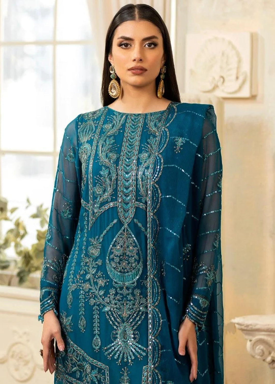 Janan By Mohagni Embroidered Chiffon Suits Unstitched 3 Piece MGL-01 Faha - Festive Collection