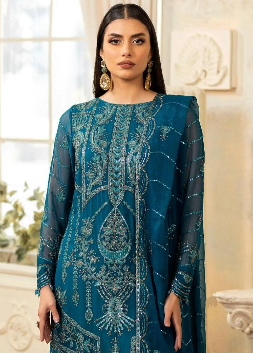 Janan By Mohagni Embroidered Chiffon Suits Unstitched 3 Piece MGL-01 Faha - Festive Collection