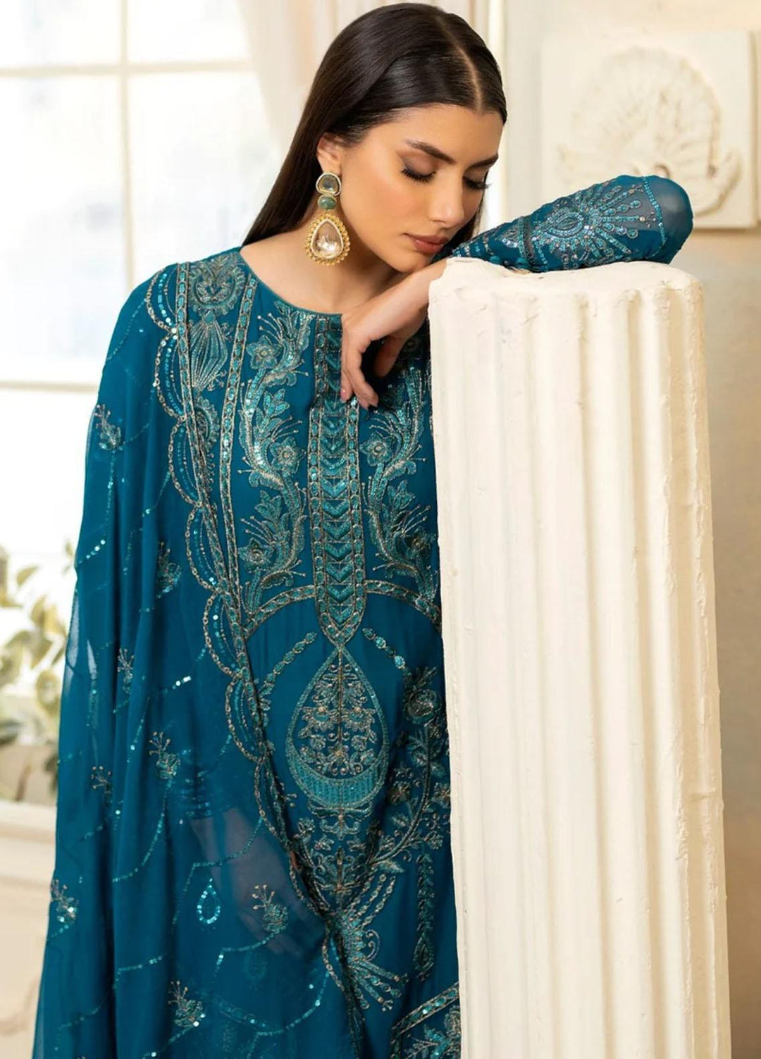 Janan By Mohagni Embroidered Chiffon Suits Unstitched 3 Piece MGL-01 Faha - Festive Collection