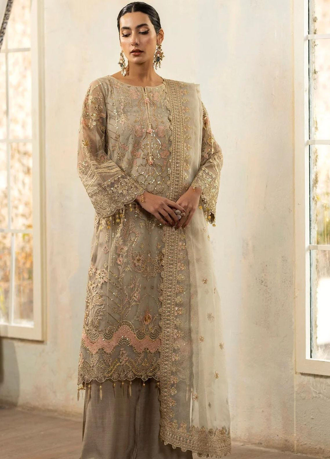 Janan By Mohagni Embroidered Net Suits Unstitched 3 Piece MGL-03 Elana - Festive Collection