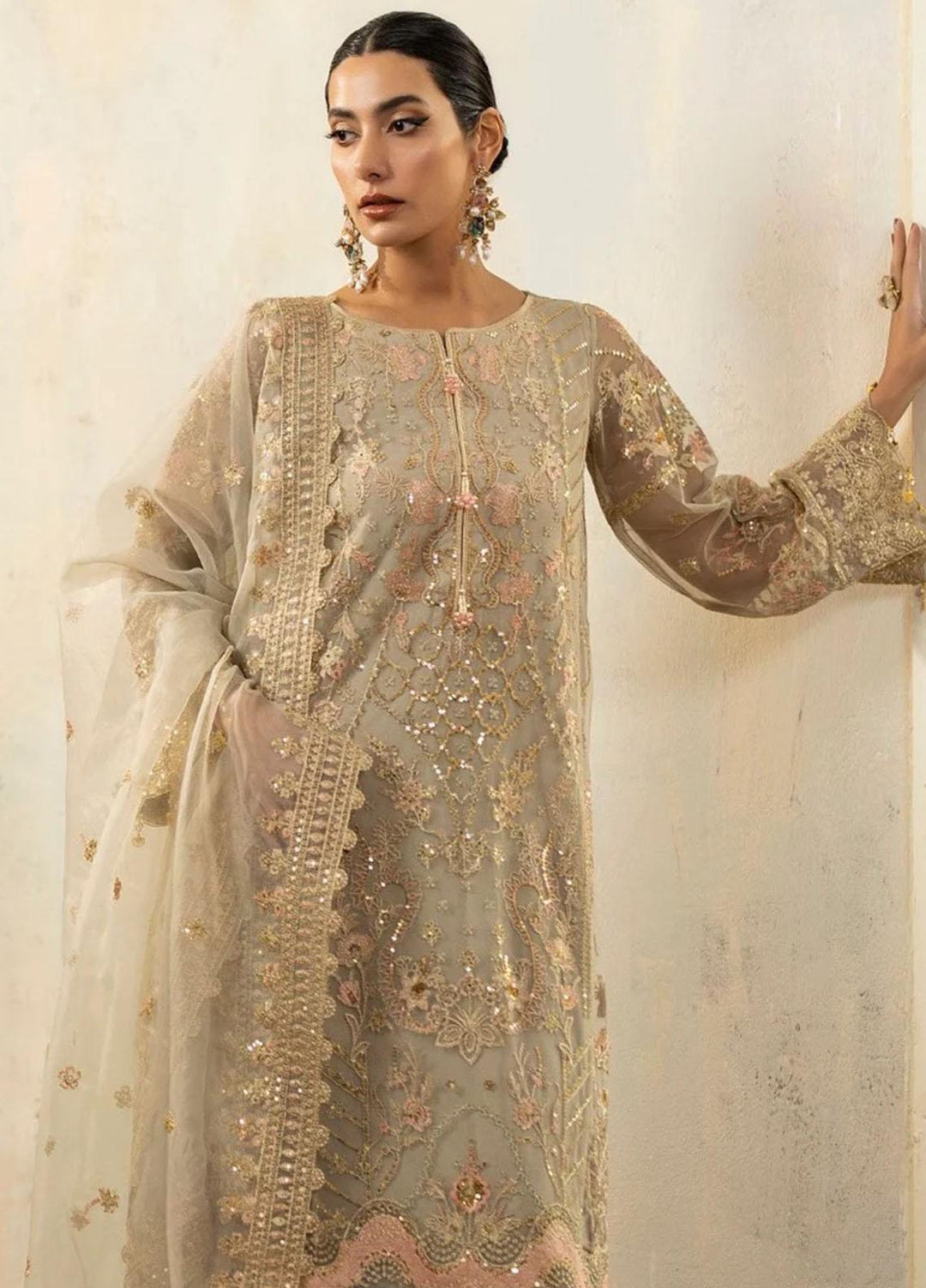 Janan By Mohagni Embroidered Net Suits Unstitched 3 Piece MGL-03 Elana - Festive Collection