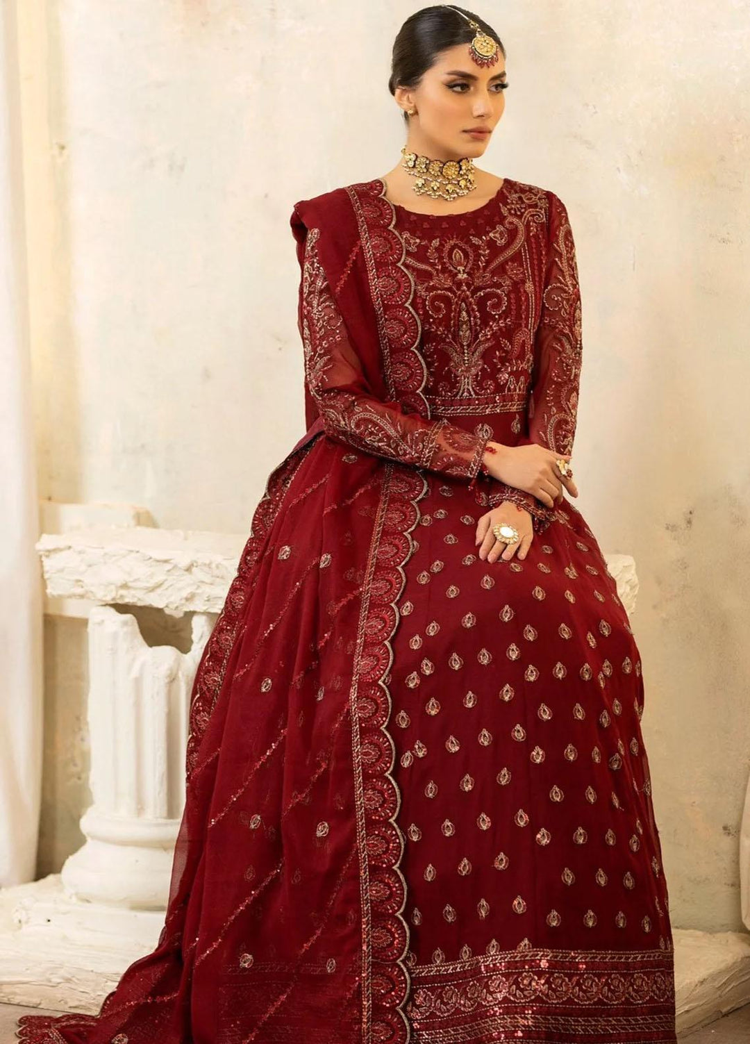 Janan By Mohagni Embroidered Chiffon Suits Unstitched 3 Piece MGL-05 Rosette - Festive Collection