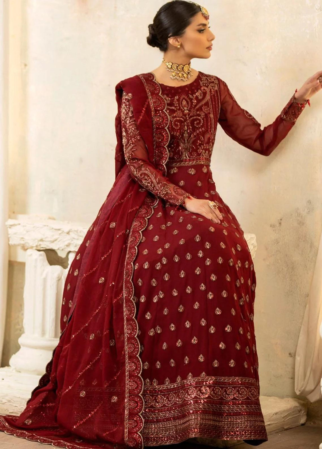 Janan By Mohagni Embroidered Chiffon Suits Unstitched 3 Piece MGL-05 Rosette - Festive Collection