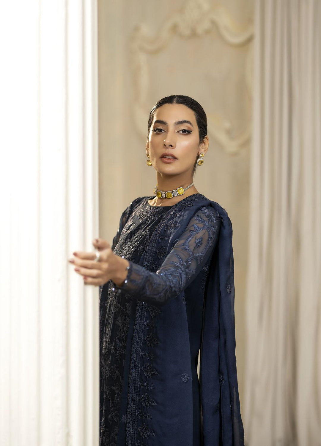 Janan By Mohagni Embroidered Chiffon Suits Unstitched 3 Piece MGL-10 Maya - Festive Collection
