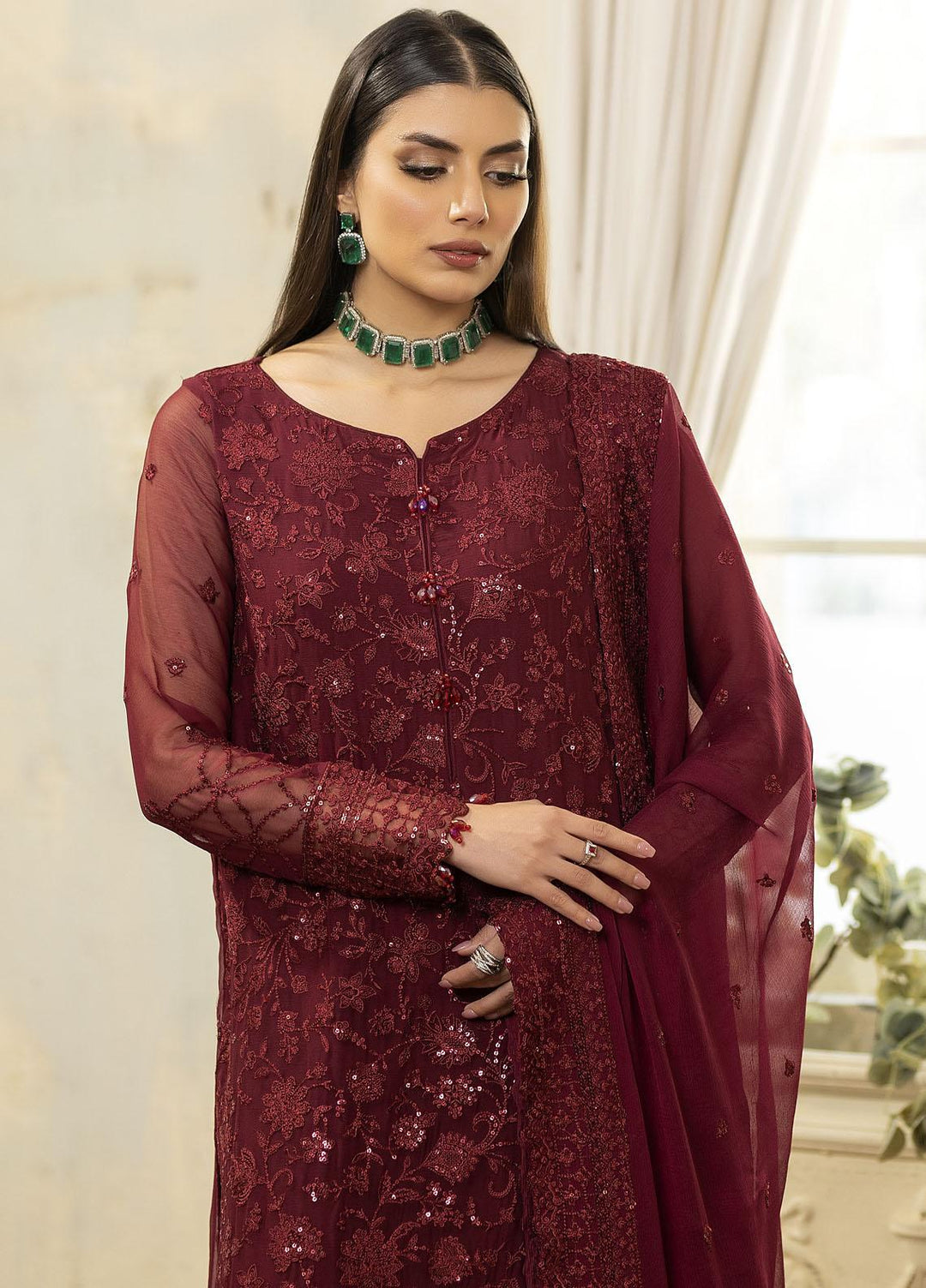 Janan By Mohagni Embroidered Chiffon Suits Unstitched 3 Piece MGL-11 Ciara - Festive Collection