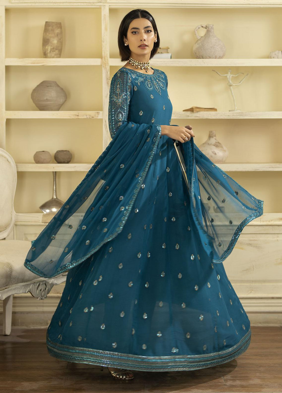 Mohagni Pret Embroidered Chiffon 3 Piece Suit MGL-12 ELNAZ